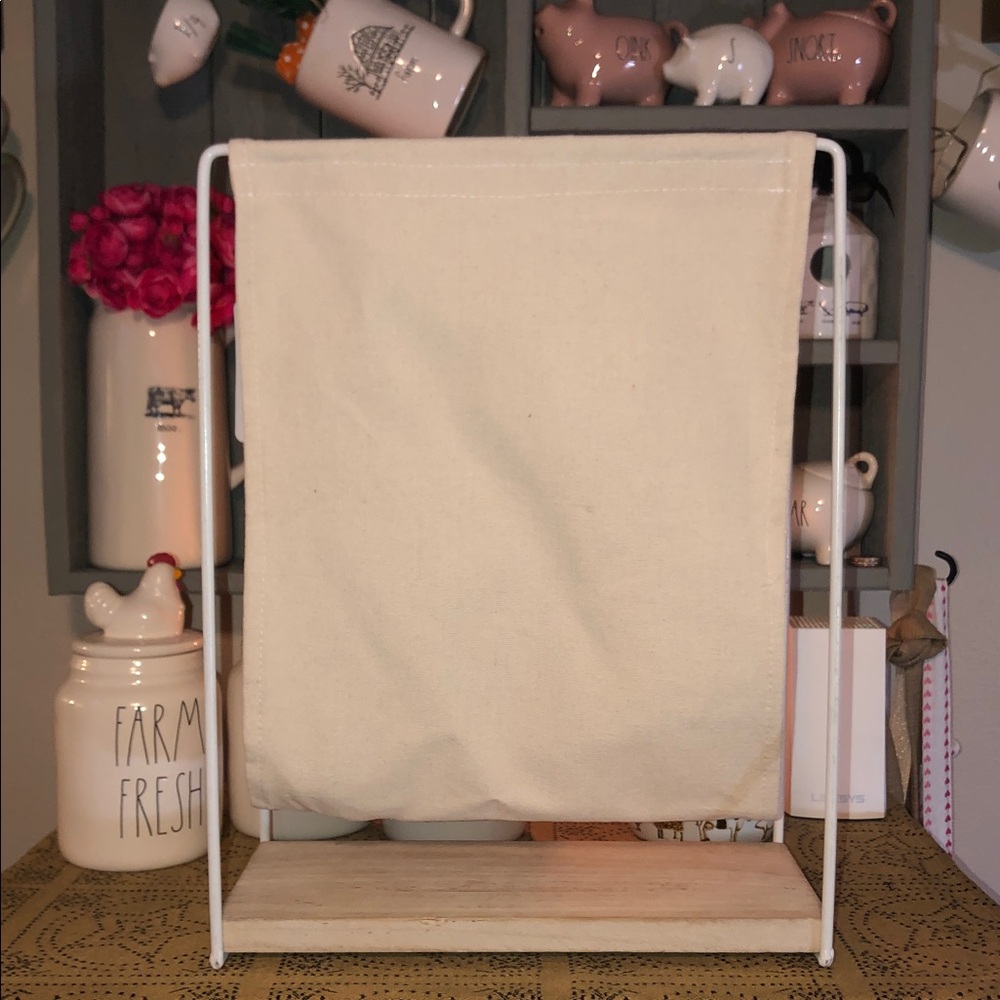 Rae Dunn MAGAZINES Cream Canvas Magazine Rack (Canvas/Wood/Metal) No Bundle! - Picture 3 of 10